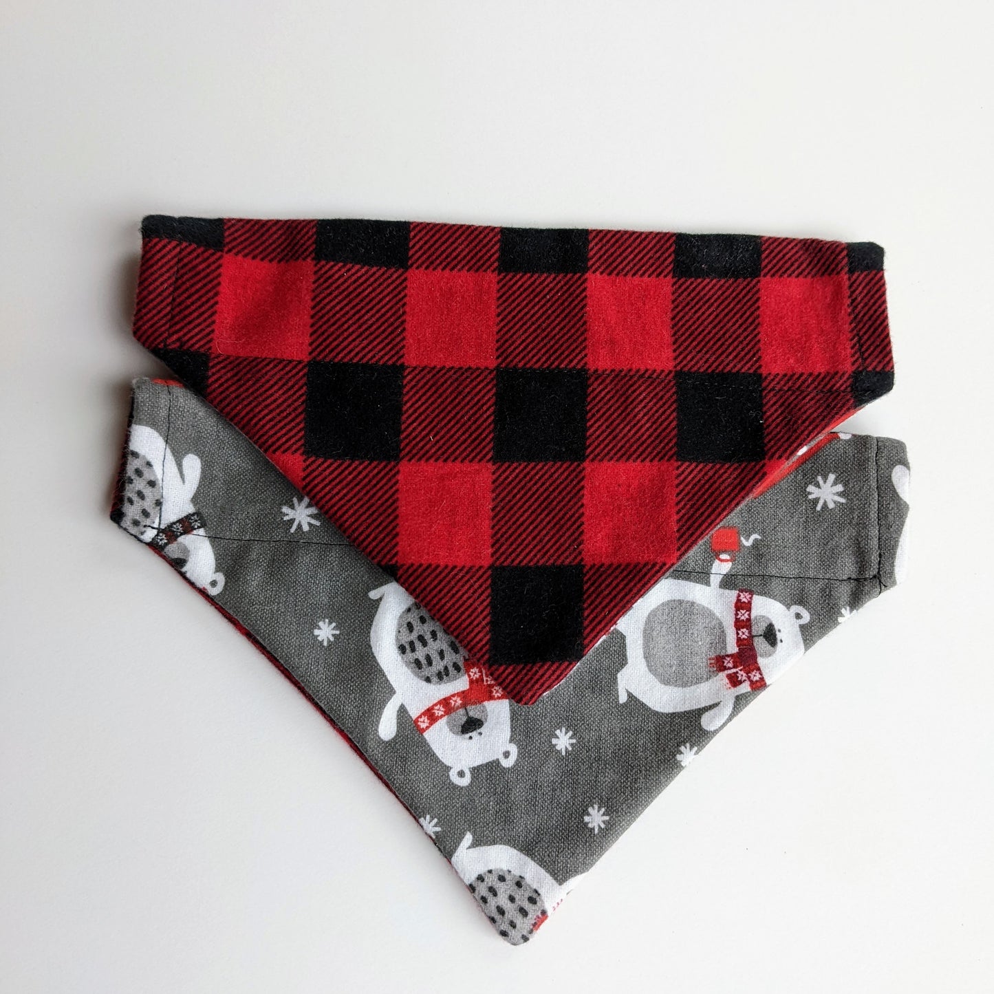 Pre-Order - Bandana - reversible Buffalo Plaid / Polar Bear